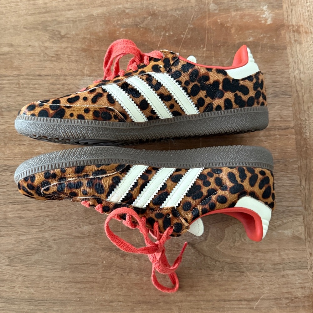 adidas Leopard Print Samba Sneakers with Red Laces - Picture 6 of 7
